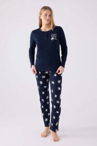Arnetta 3056-X Kadın Uzun Kollu Pijama Takımı Lacivert - Arnetta