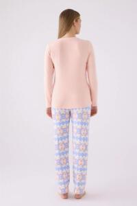 Arnetta 3098-X Kadın Uzun Kollu Pijama Takımı Somon - 5