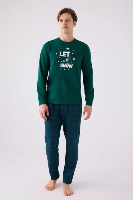 Arnetta 3131-S Erkek Uzun Kollu Pijama Takımı Koyu Yeşil - 2