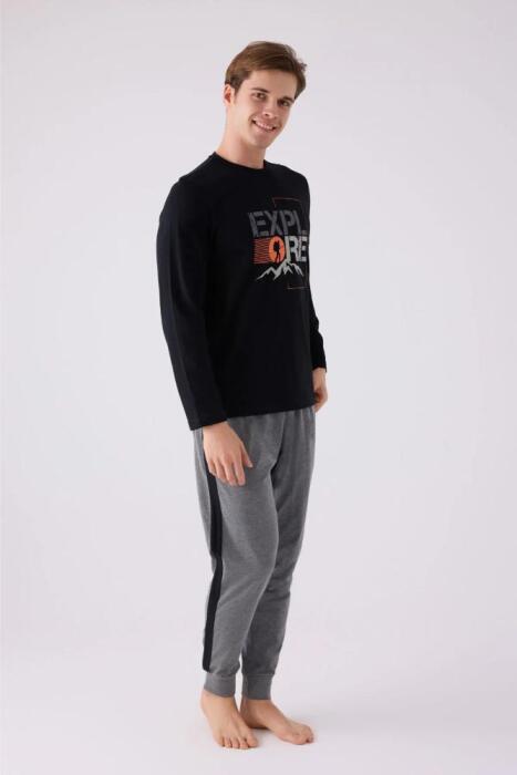 Arnetta 3138-S Erkek Uzun Kollu Pijama Takımı Siyah - 3
