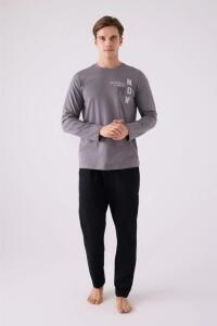 Arnetta 3144-S Erkek Uzun Kollu Pijama Takımı Koyu Gri - 3