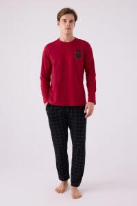 Arnetta 3149-S Erkek Uzun Kollu Pijama Takımı Bordo - Arnetta