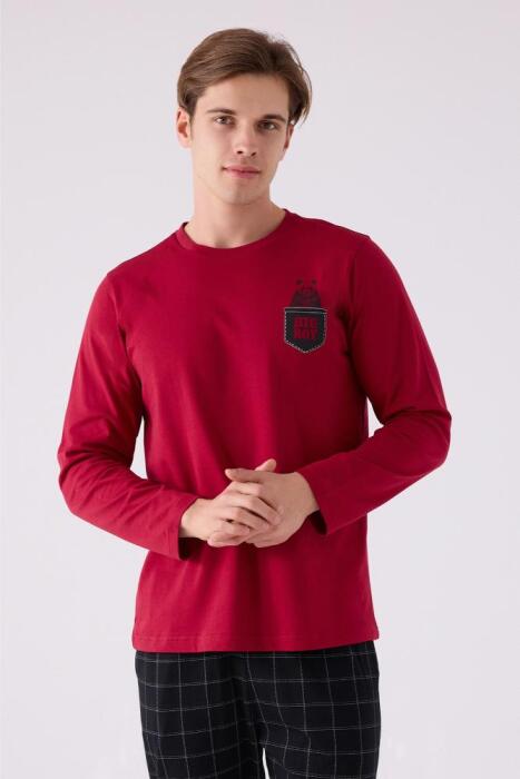 Arnetta 3149-S Erkek Uzun Kollu Pijama Takımı Bordo - 2