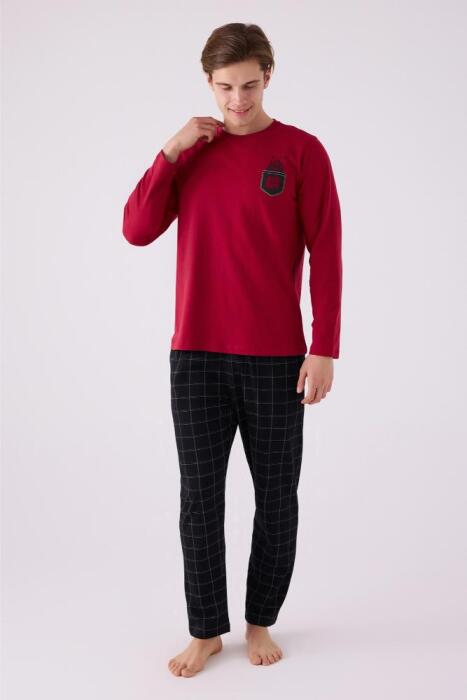 Arnetta 3149-S Erkek Uzun Kollu Pijama Takımı Bordo - 3