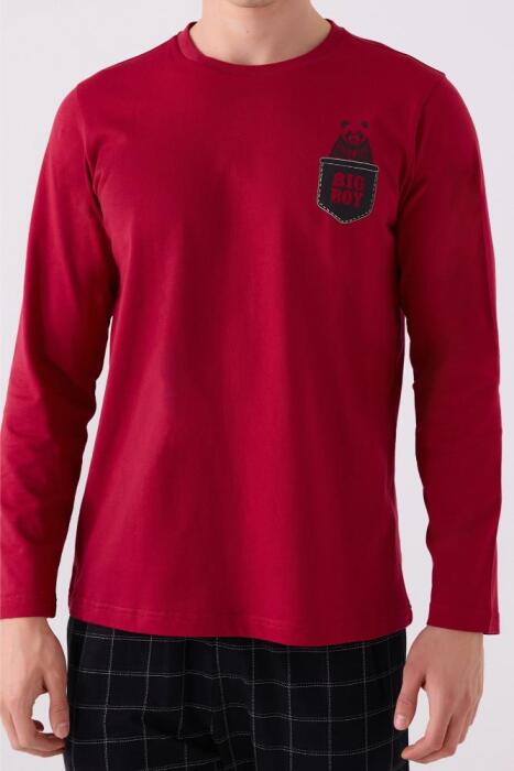 Arnetta 3149-S Erkek Uzun Kollu Pijama Takımı Bordo - 4