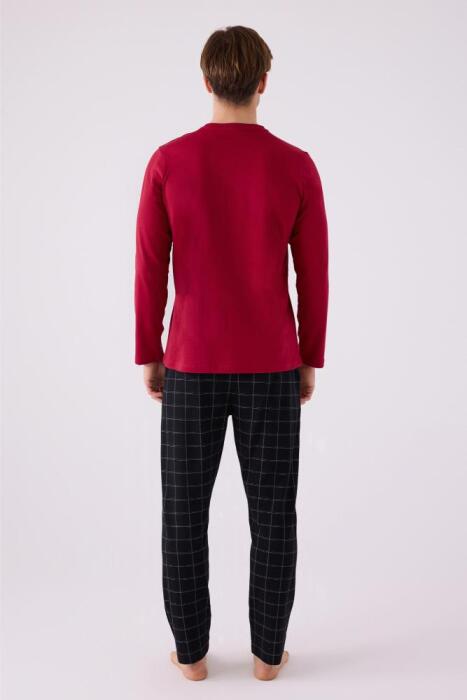 Arnetta 3149-S Erkek Uzun Kollu Pijama Takımı Bordo - 5