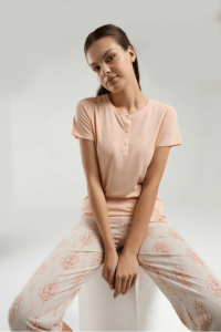 Arnetta AR3258-X Bayan Büyük Beden Pijama Takımı Somon - Arnetta