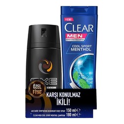 Axe Dark Erkek Deodorant 150 Ml + Clear Men Cool Sport Şampuan 180 Ml Set - Axe