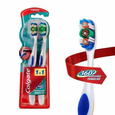 Colgate 360 Komple Ağız Temizliği Diş Fırçası Yumuşak 1+1 - 1