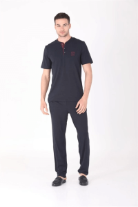 Ds Damat 224016 4'lü Penye Pijama Lacivert - DS Damat
