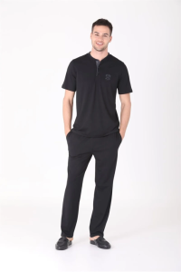 Ds Damat 224016 4'lü Penye Pijama Siyah - DS Damat