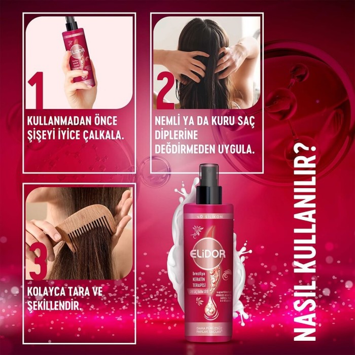 Elidor Brezilya Keratin Terapisi Sıvı Saç Bakım Sütü 200 Ml - 6