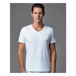 Eros - Eros Ers031 V Yaka T Shirt 2'li Beyaz XL