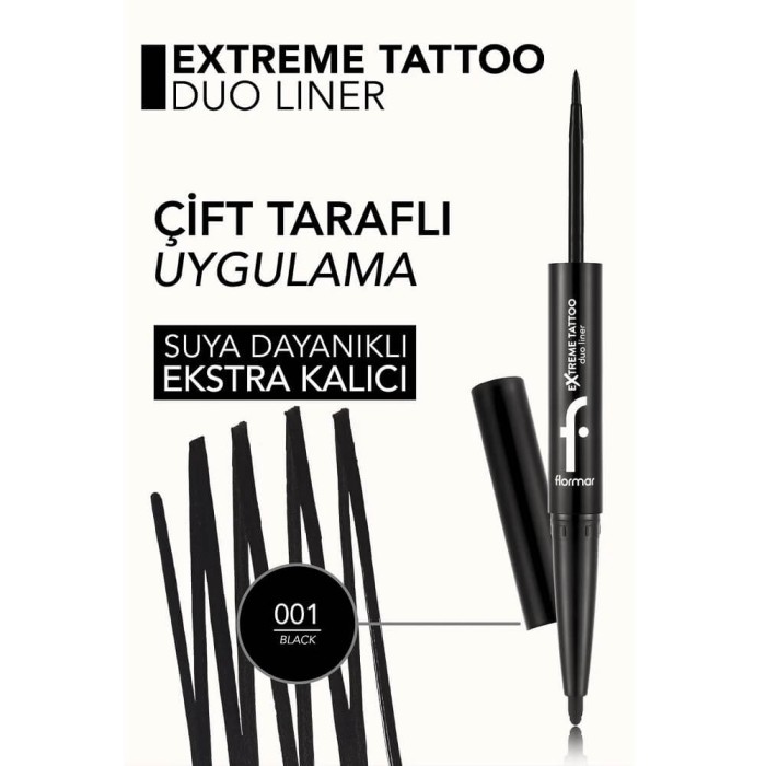 Flormar Extreme Tattoo Duo 2?si 1 Arada Keçe Uçlu Eyeliner & Jel Göz Kalemi Black - 4