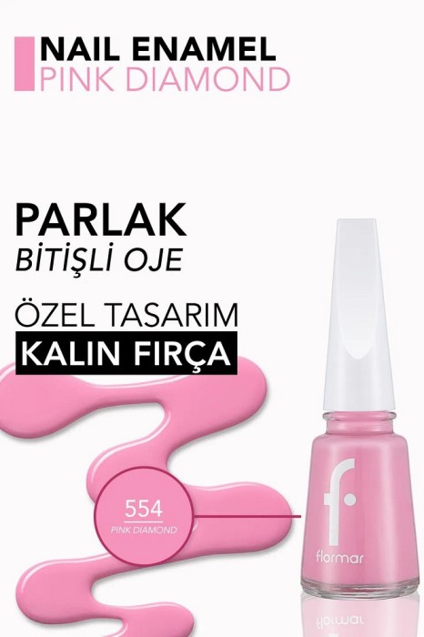 Flormar Oje Nail Enamel 554 Pink Diamond - 4