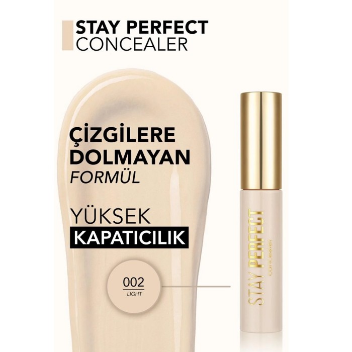 Flormar Stay Perfect Yüksek Pigmentli & Yarı Mat Bitişli Likit Kapatıcı 002 Light - 3