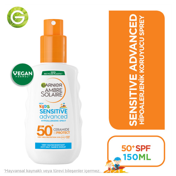 Garnier Ambre Solaire Sensitive Advanced Çocuk Hipoalerjenik Güneş Koruyucu Sprey SPF50+ 150 Ml - 2