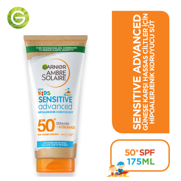 Garnier Ambre Solaire Sensitive Advanced Çocuk Hipoalerjenik Güneş Koruyucu Süt SPF50+ 175 Ml - 2