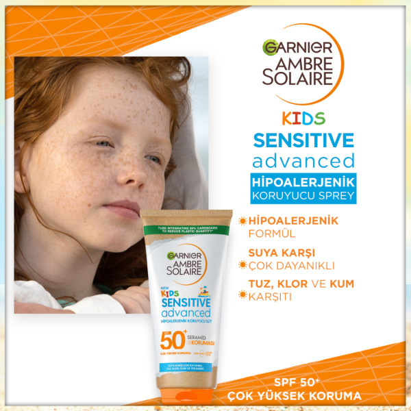 Garnier Ambre Solaire Sensitive Advanced Çocuk Hipoalerjenik Güneş Koruyucu Süt SPF50+ 175 Ml - 3