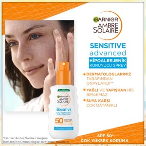 Garnier Ambre Solaire Sensitive Advanced Hipoalerjenik Güneş Koruyucu Sprey SPF50+ 150 Ml - 3