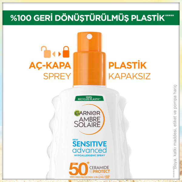 Garnier Ambre Solaire Sensitive Advanced Hipoalerjenik Güneş Koruyucu Sprey SPF50+ 150 Ml - 5