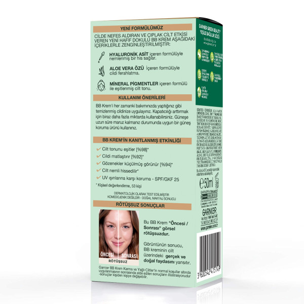 Garnier BB Krem Mucizevi Cilt Kusursuzlaştırıcı Açık Ton Yağlı ve Karma Ciltler 50 Ml - 3