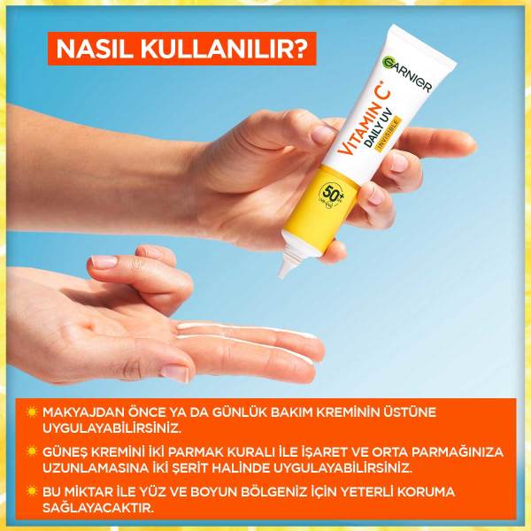 Garnier C Vitamini Parlak Günlük UV Korumalı Güneş Yüz Kremi Görünmez Doku SPF50+ 40 Ml - 10