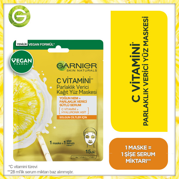 Garnier C Vitamini Parlaklık Verici Kağıt Yüz Maskesi - 3