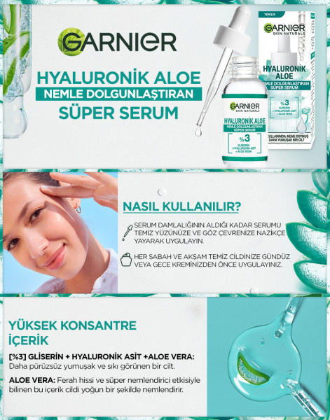 Garnier Hyaluronik Aloe Nemle Dolgunlaştıran Süper Serum 30 Ml