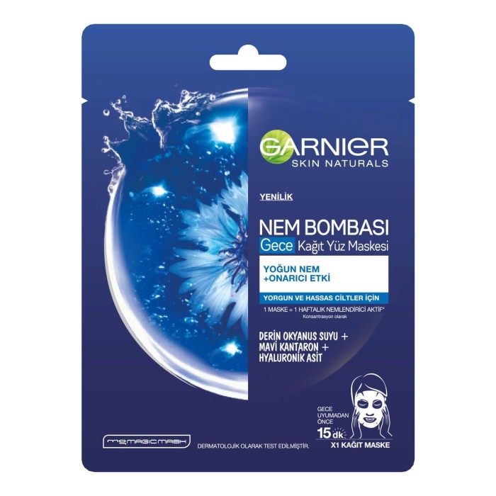 Garnier Nem Bombası Gece Kağıt Yüz Maskesi - 1