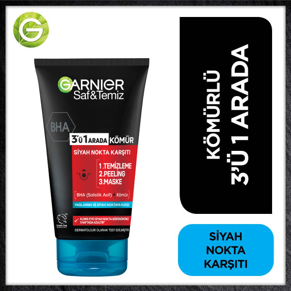 Garnier Saf & Temiz Siyah Nokta Karşıtı Kömürlü 3in1 Peeling Maske 150 Ml - 3