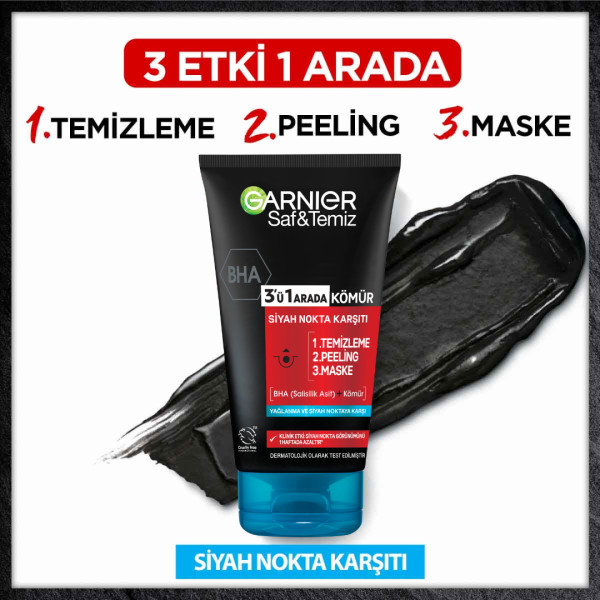 Garnier Saf & Temiz Siyah Nokta Karşıtı Kömürlü 3in1 Peeling Maske 150 Ml - 5