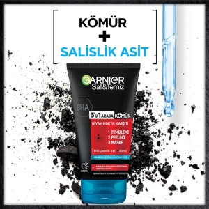 Garnier Saf & Temiz Siyah Nokta Karşıtı Kömürlü 3in1 Peeling Maske 150 Ml - 6