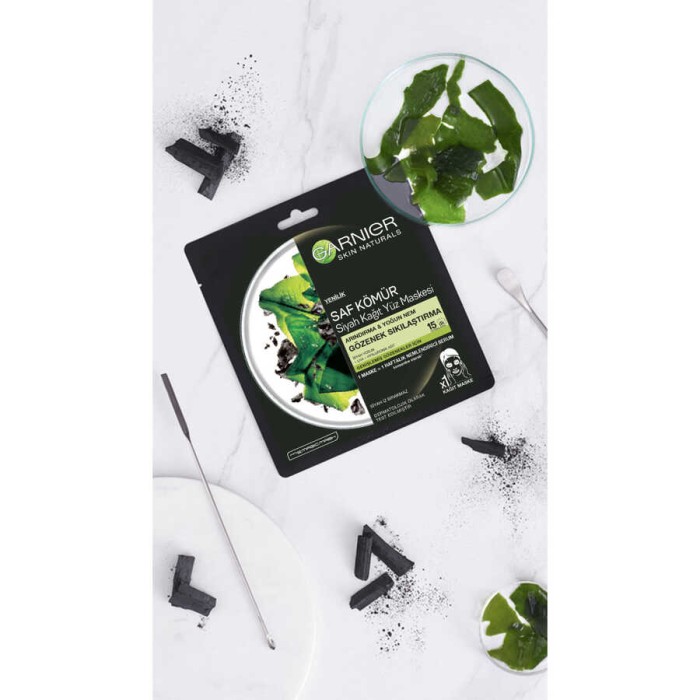 Garnier Skin Naturals Kömürlü Kağıt Yüz Maskesi Siyah Yosun - 3