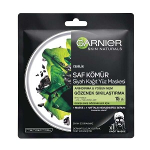 Garnier Skin Naturals Kömürlü Kağıt Yüz Maskesi Siyah Yosun - Garnier Cilt