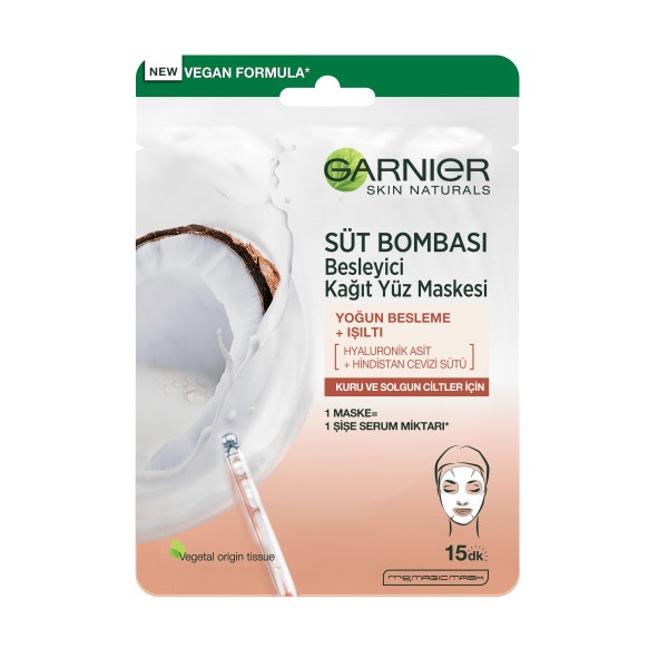 Garnier Süt Bombası Besleyici Kağıt Yüz Maskesi Hindistan Cevizi 28 Gr - 1