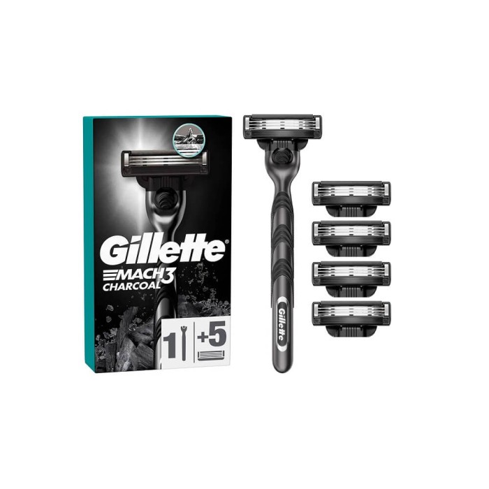 Gillette Mach3 Charcoal Tıraş Makinesi ve Yedek Tıraş Bıçağı 5'li - 1