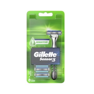 Gillette Sensor3 Tıraş Makinesi Sensitive +6 Yedek Tıraş Bıçağı - Gillette