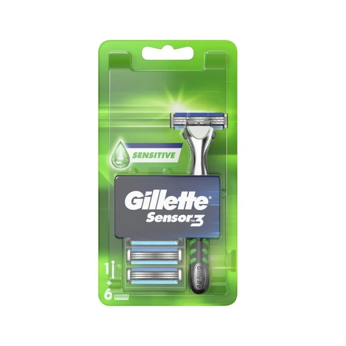 Gillette Sensor3 Tıraş Makinesi Sensitive +6 Yedek Tıraş Bıçağı - 1