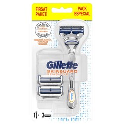 Gillette - Gillette Skinguard Tıraş Makinesi + 3'lü Yedek Tıraş Bıçağı