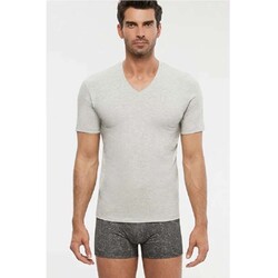 Kom - Kom Antonio V Yaka T Shirt Gri Melanj S