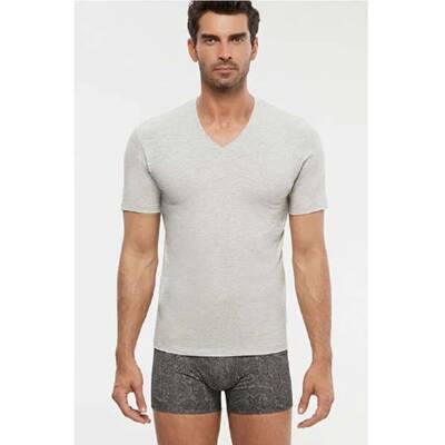 Kom Antonio V Yaka T Shirt Gri Melanj - 1