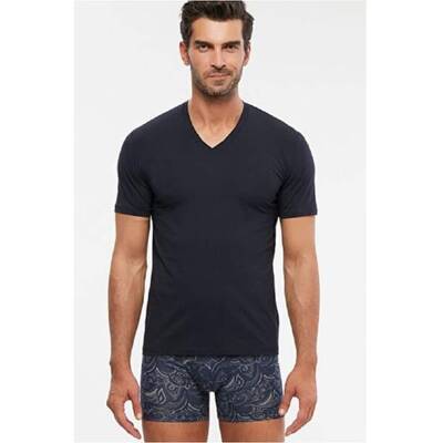 Kom Antonio V Yaka T Shirt Lacivert - 1
