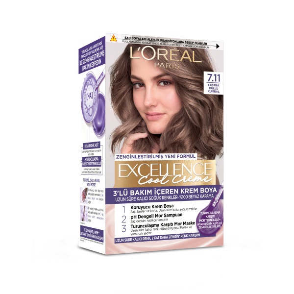 L'Oréal Paris Excellence Cool Creme 7.11 Ekstra Küllü Kumral Saç Boyası - 1
