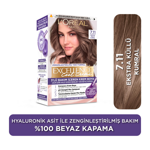 L'Oréal Paris Excellence Cool Creme 7.11 Ekstra Küllü Kumral Saç Boyası - 2