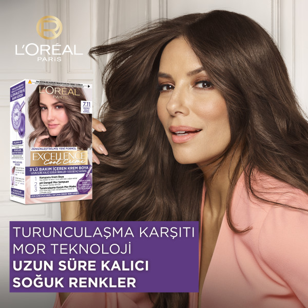 L'Oréal Paris Excellence Cool Creme 7.11 Ekstra Küllü Kumral Saç Boyası - 3