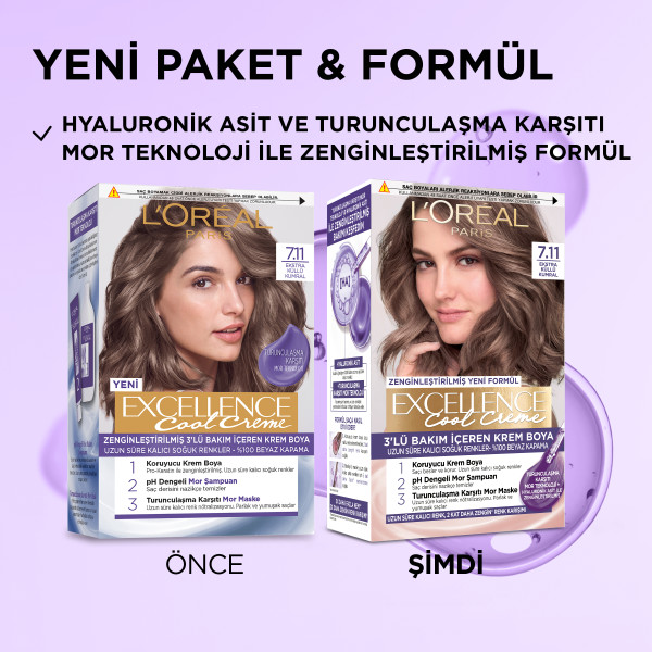 L'Oréal Paris Excellence Cool Creme 7.11 Ekstra Küllü Kumral Saç Boyası - 4