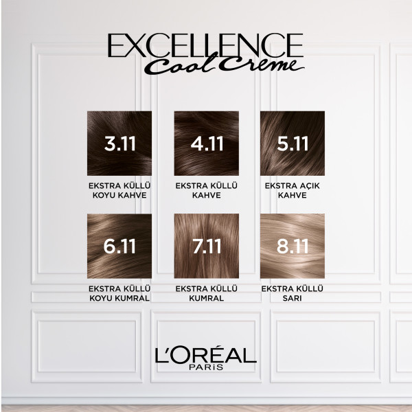 L'Oréal Paris Excellence Cool Creme 7.11 Ekstra Küllü Kumral Saç Boyası - 8