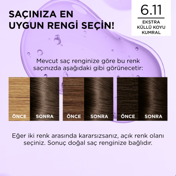 L'Oréal Paris Excellence Cool Creme 6.11 Ekstra Küllü Koyu Kumral Saç Boyası - 6