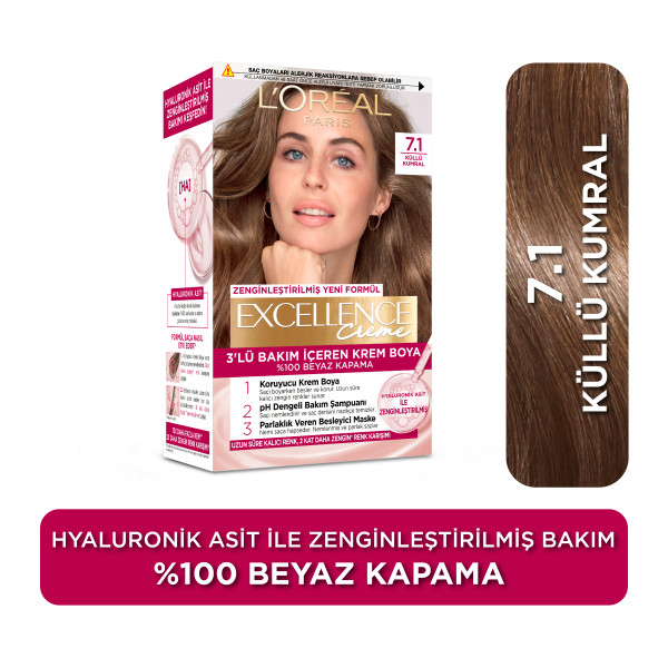 L'Oréal Paris Excellence Creme 7.1 Küllü Kumral Saç Boyası - 1